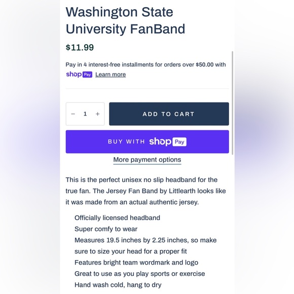 NWOT Little Earth Brand Washington State University FanBand - Picture 2 of 8